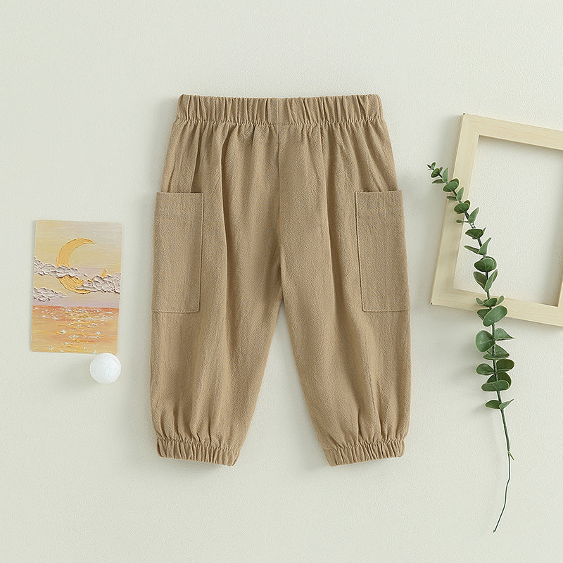 6M-4Y Baby/Toddler Boy/Girl Cotton Elastic/Drawstring Pants w/Pockets - X4 Colors