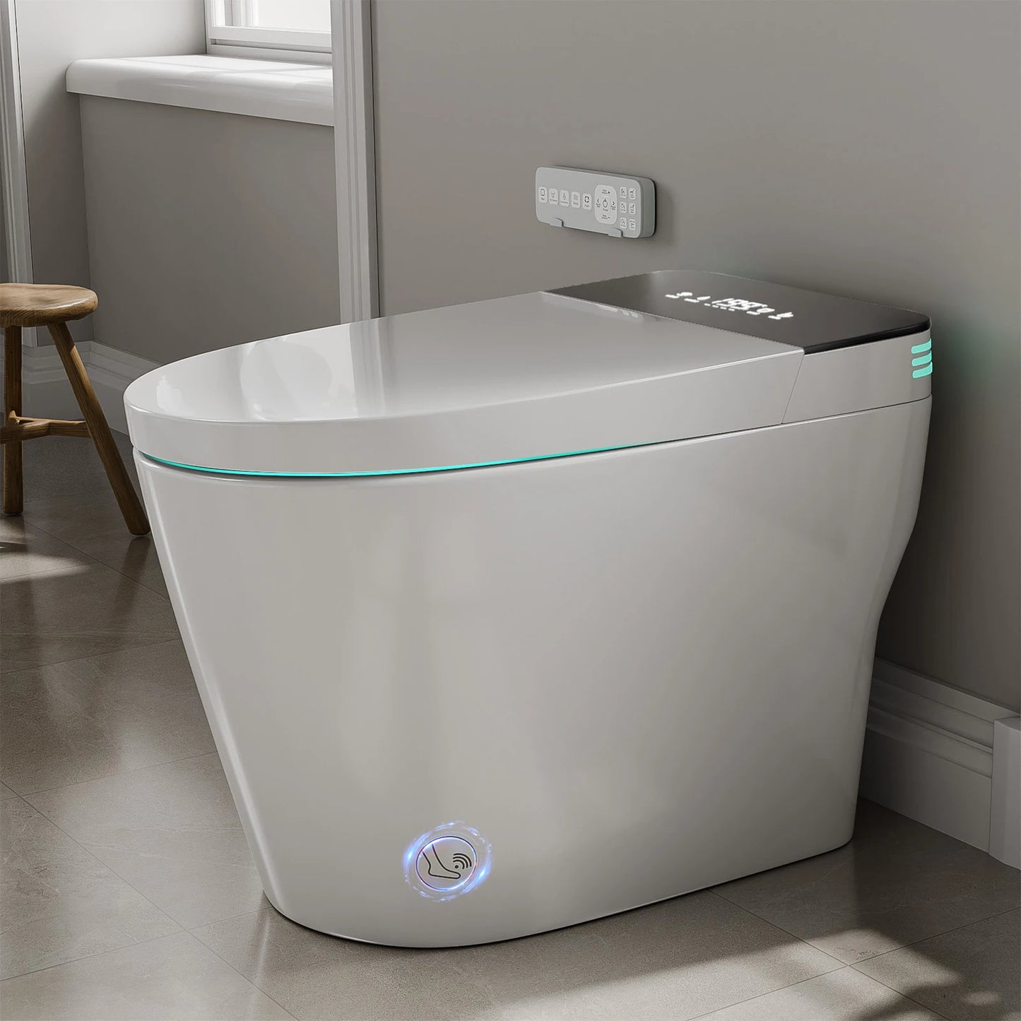 Smart Toilet with Built-in Heated Bidet, AUTO Open/Close, AUTO Dual Flush.