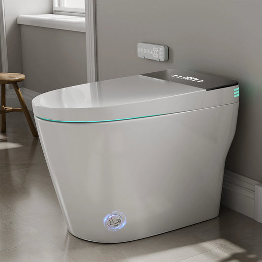 Smart Toilet with Built-in Heated Bidet, AUTO Open/Close, AUTO Dual Flush.