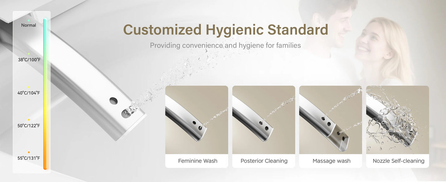 Smart Toilet with Built-in Bidet, AUTO Open/Close, Warm Water Sprayer, AUTO Dual Flush, Heated Seat.