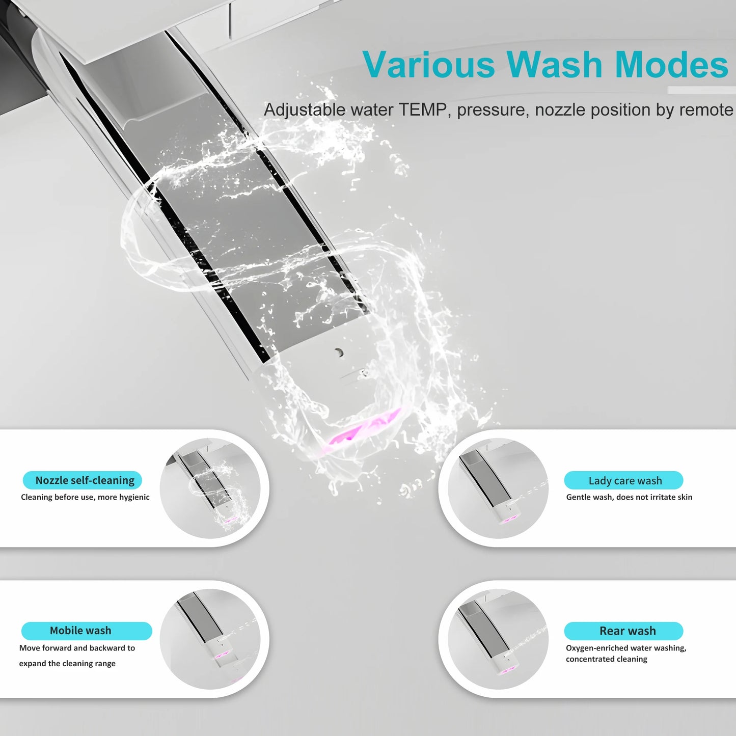 Smart Toilet with Built-in Heated Bidet, AUTO Open/Close, AUTO Dual Flush.