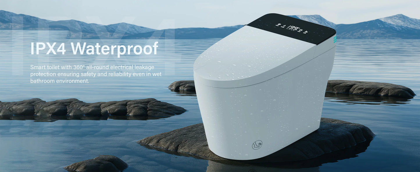Smart Toilet with Built-in Heated Bidet, AUTO Open/Close, AUTO Dual Flush.