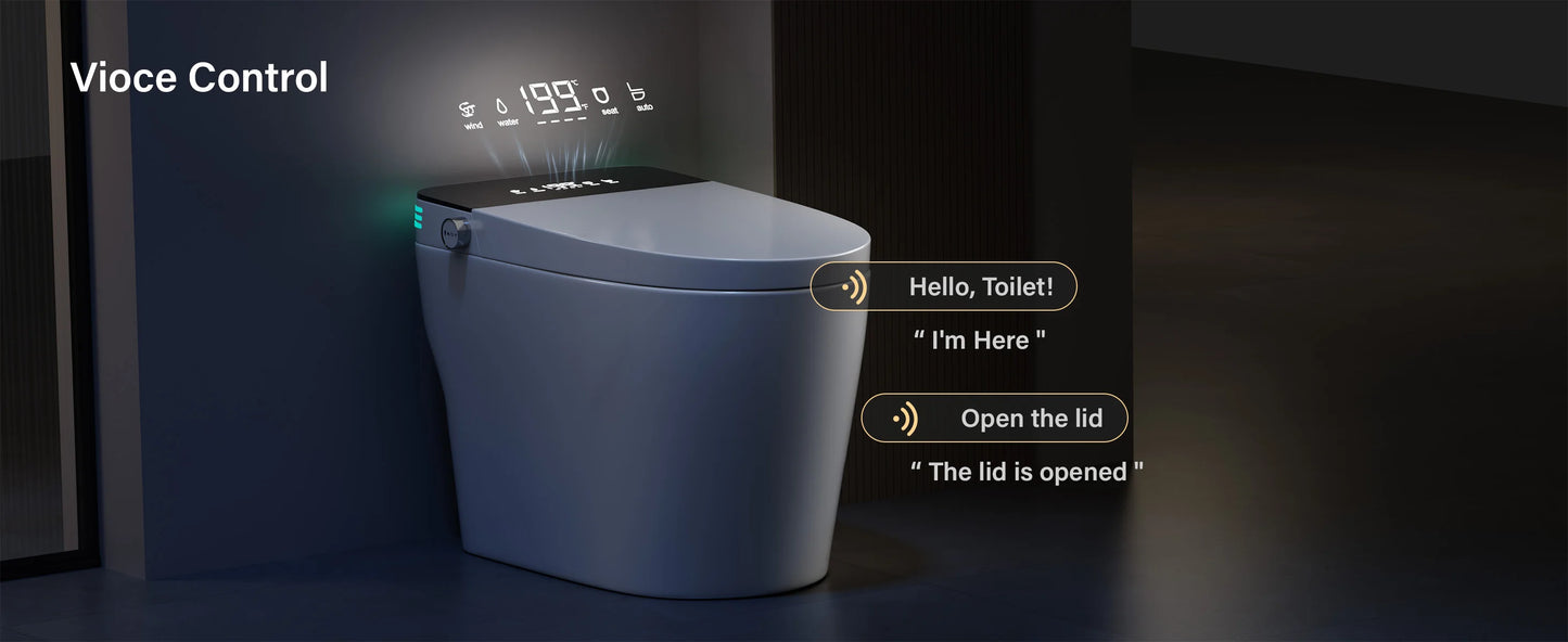 Smart Toilet with Built-in Heated Bidet, AUTO Open/Close, AUTO Dual Flush.
