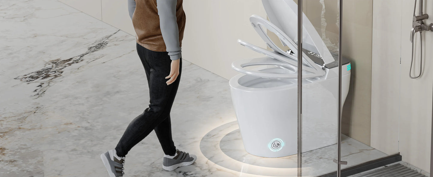 Smart Toilet with Built-in Heated Bidet, AUTO Open/Close, AUTO Dual Flush.