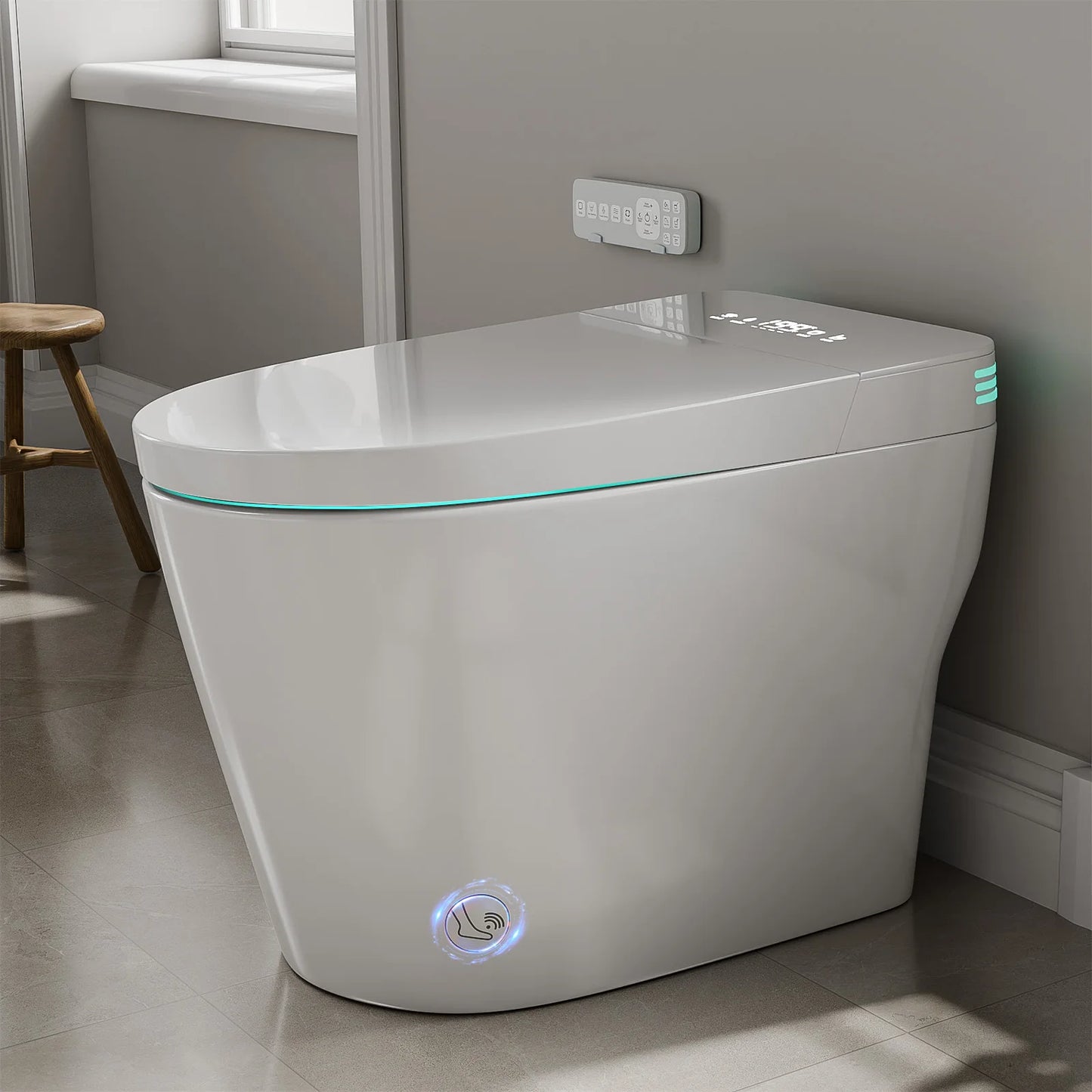 Smart Toilet with Built-in Heated Bidet, AUTO Open/Close, AUTO Dual Flush.