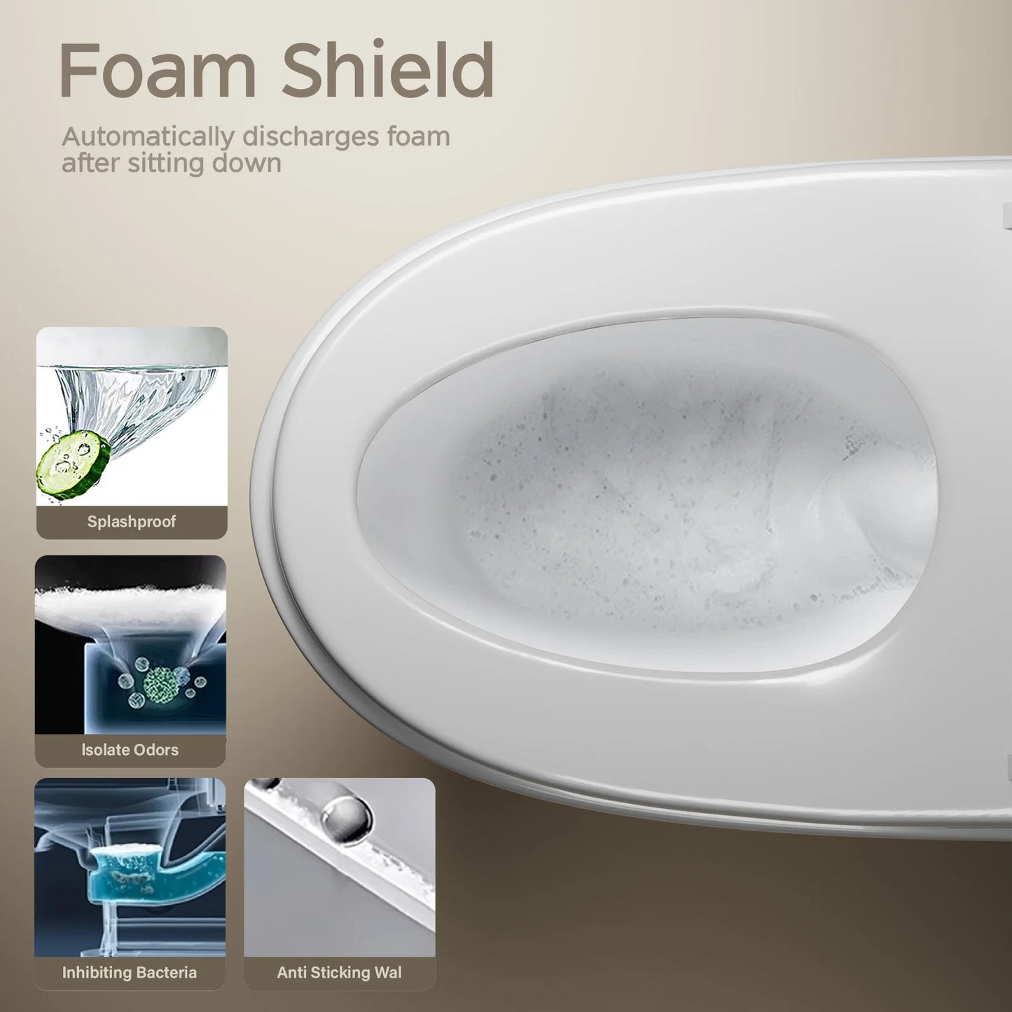 Smart Toilet with Built-in Heated Bidet, AUTO Open/Close, AUTO Dual Flush.