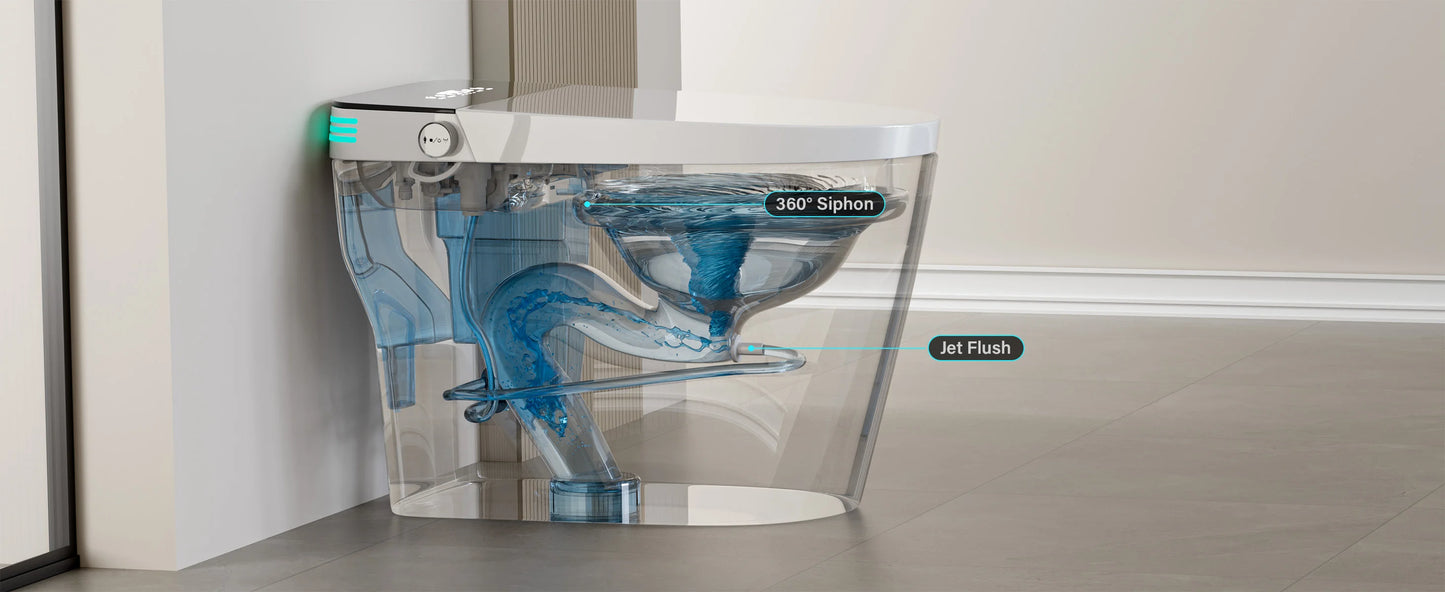 Smart Toilet with Built-in Bidet, AUTO Open/Close, Warm Water Sprayer, AUTO Dual Flush, Heated Seat.