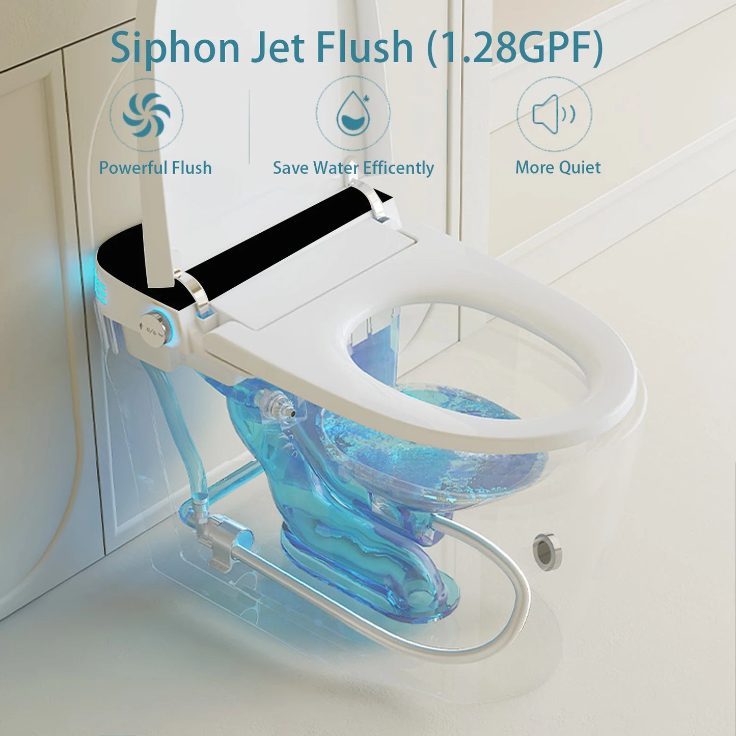 Smart Toilet with Built-in Bidet, AUTO Open/Close, Warm Water Sprayer, AUTO Dual Flush, Heated Seat.