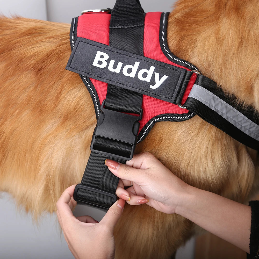 Dog Harness Vest, NO PULL, Reflective, Adjustable with ID Custom Patch (x11  Colors)