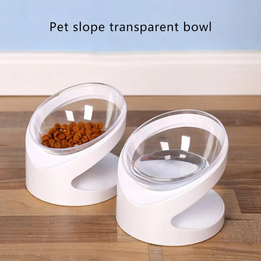 Transparent Slope Cat/Dog Bowl with 45" Neck Protector - Anti-overturning