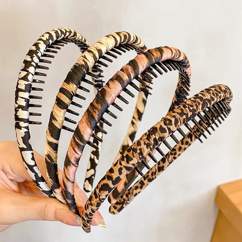 Women's Fashion Leopard Headbands w/Teeth, Anti-slip (x4 Styles)