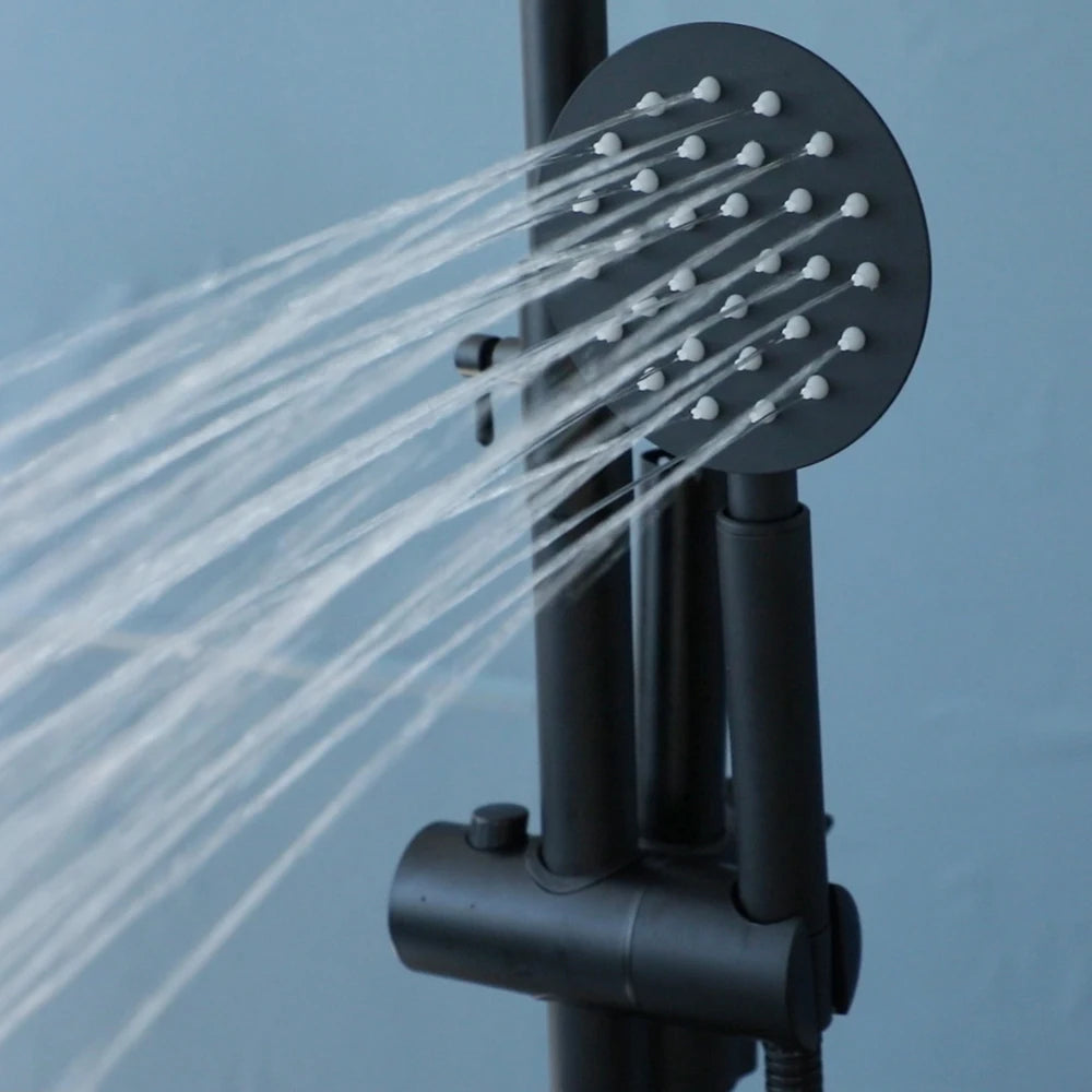 Triple Function Shower faucet w/Adjustable Hand Sprayer and Tub Spout - Black
