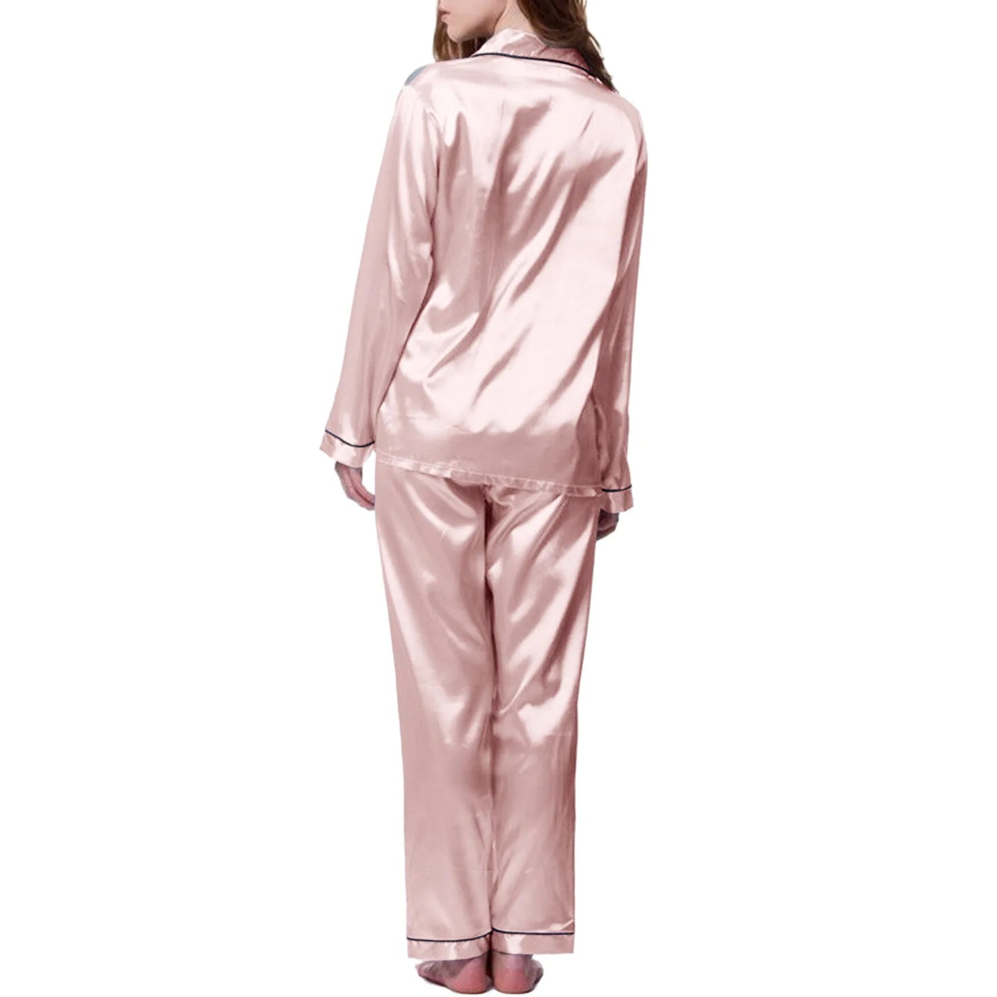 Women's Sleepwear Loungewear, Faux Satin Pajama Set (10 Colors, as avail.) M-4XL