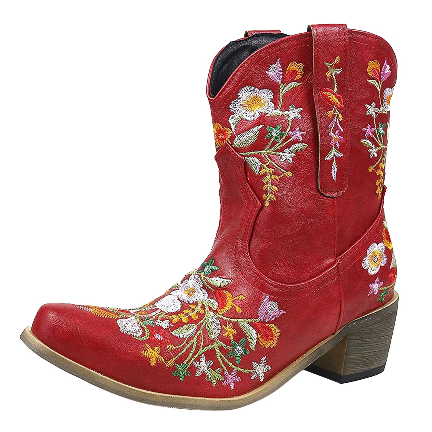 Women's Retro Cowgirl Ankle Boots - Floral Embroidered, (5 Colors)