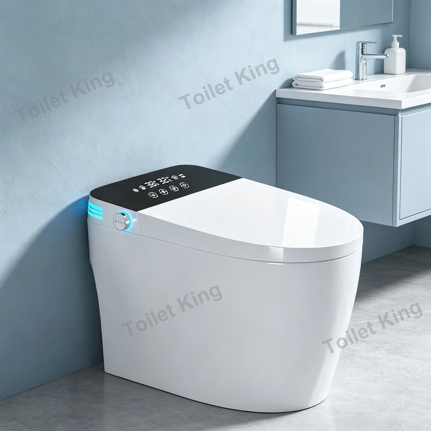 Smart Toilet w/Built-in Bidet, AUTO Open/Close, AUTO Dual Flush