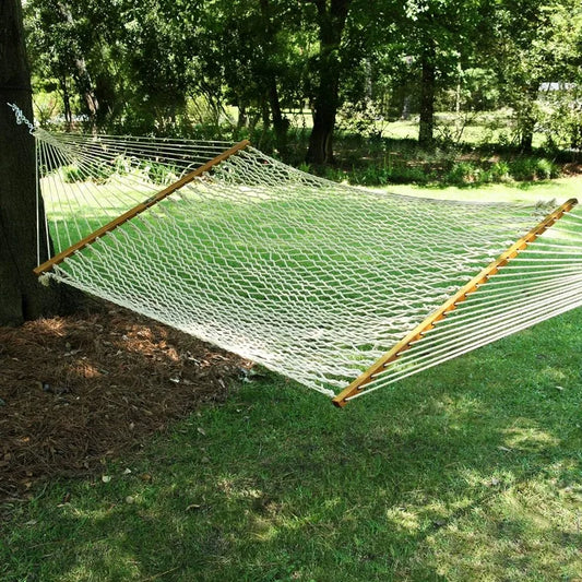 Large 2-Person Oatmeal Rope Hammock - HANDCRAFTED in The USA