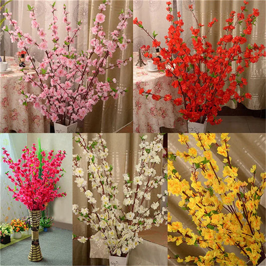 Artificial Cherry Blossom Plum Branch, Silk Flowers