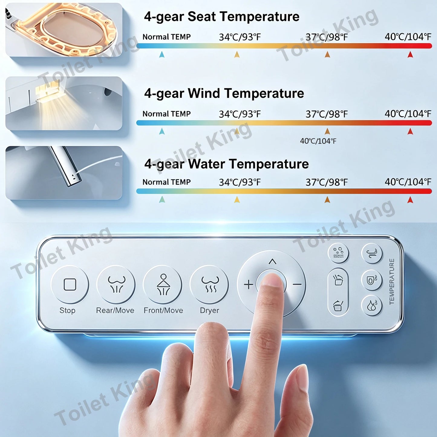 Smart Toilet w/Built-in Bidet, AUTO Open/Close, AUTO Dual Flush
