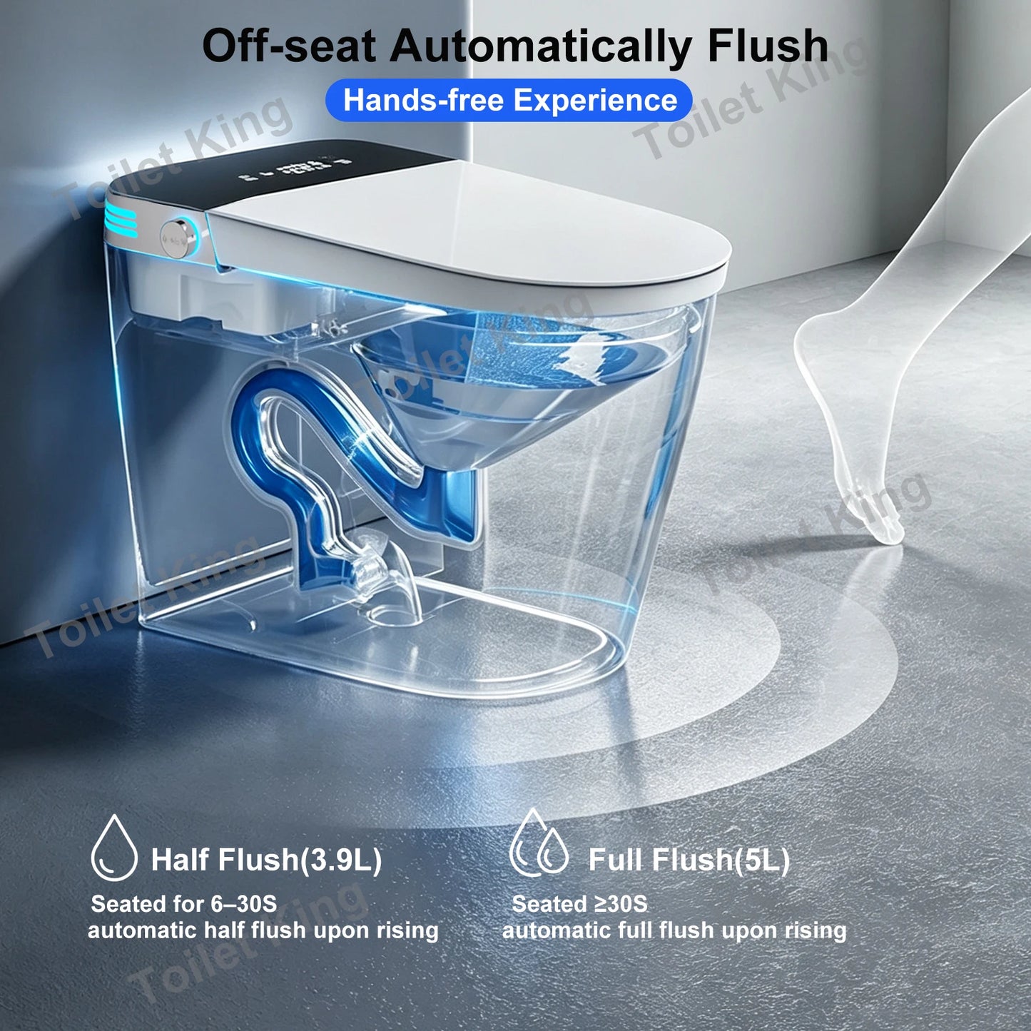 Smart Toilet w/Built-in Bidet, AUTO Open/Close, AUTO Dual Flush