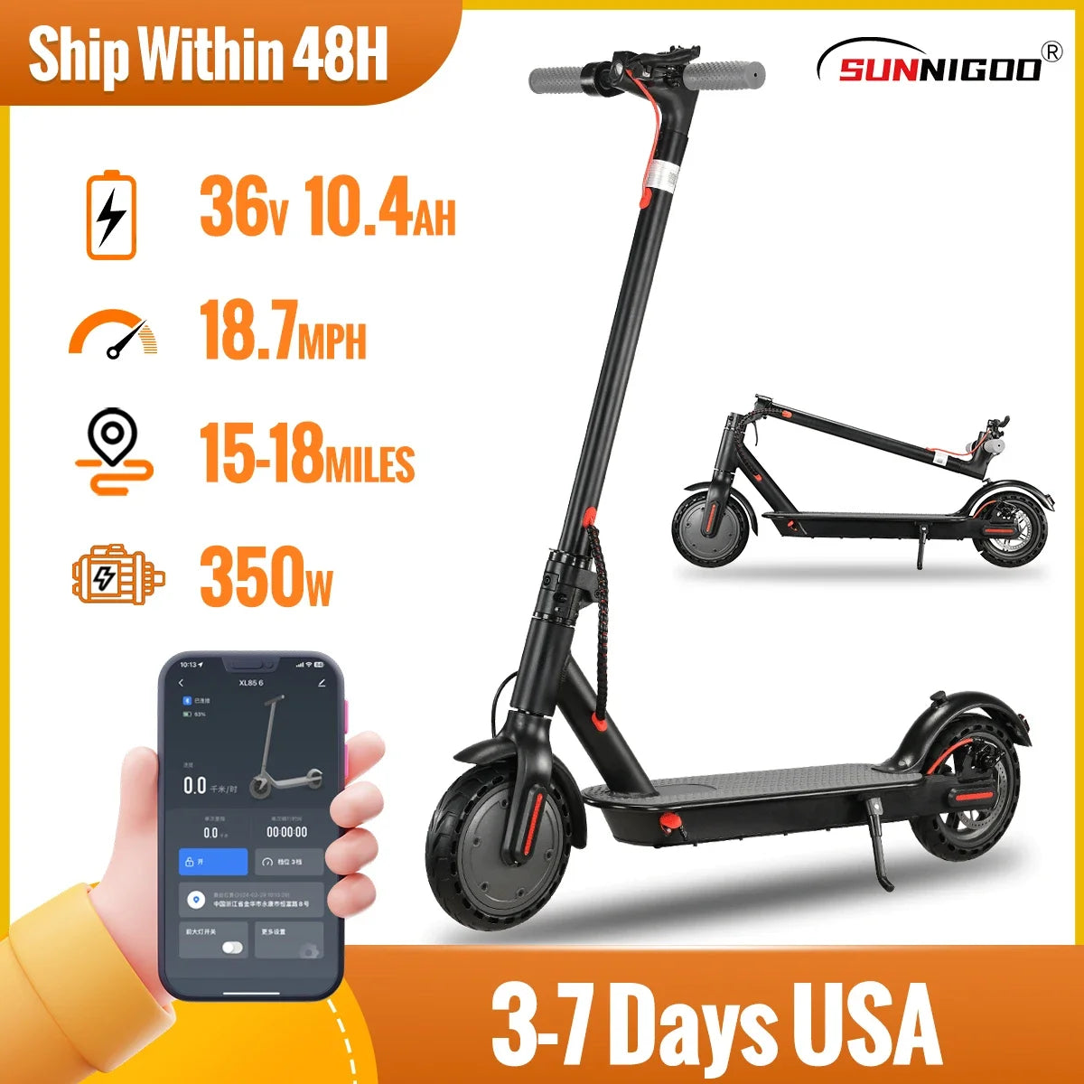 UNISEX Electric Scooter Long Range 15-18miles, Lightweight Foldable (Black Gray)