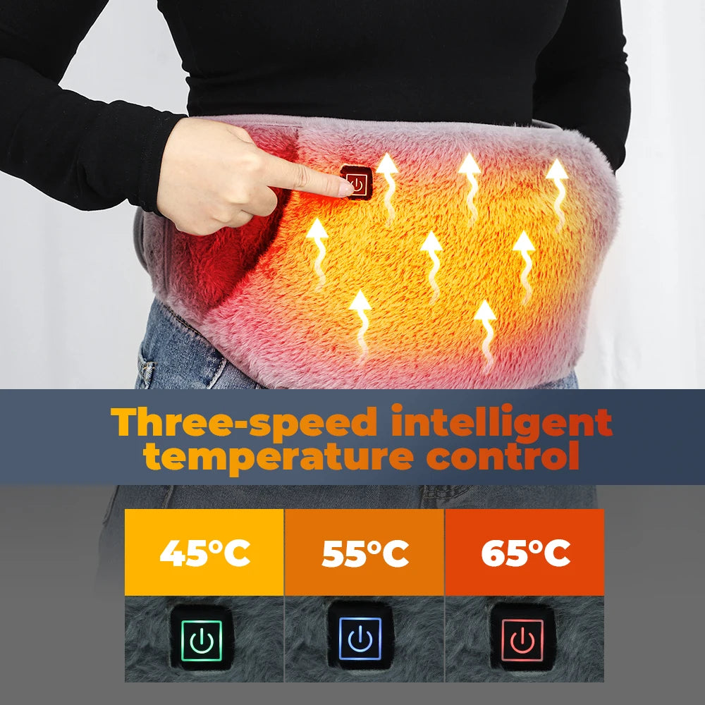 Adjustable Hand & Waist Warmer, 3-level Temp Control, USB Charging.