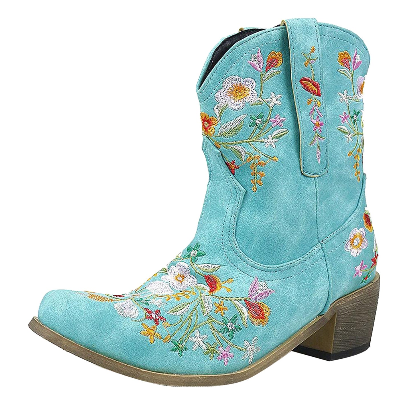 Women's Retro Cowgirl Ankle Boots - Floral Embroidered, (5 Colors)