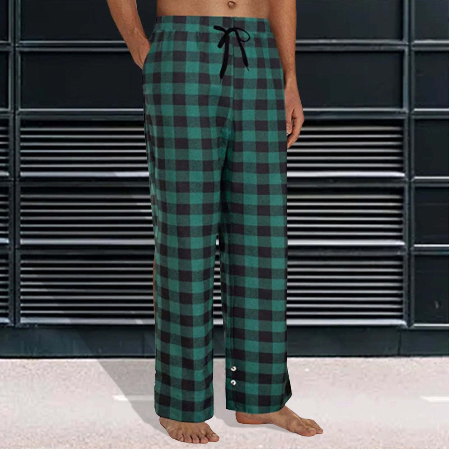 Mens Fashion Plaid Pajama Pants, Elastic Waist w/Pockets (x4 Colors)