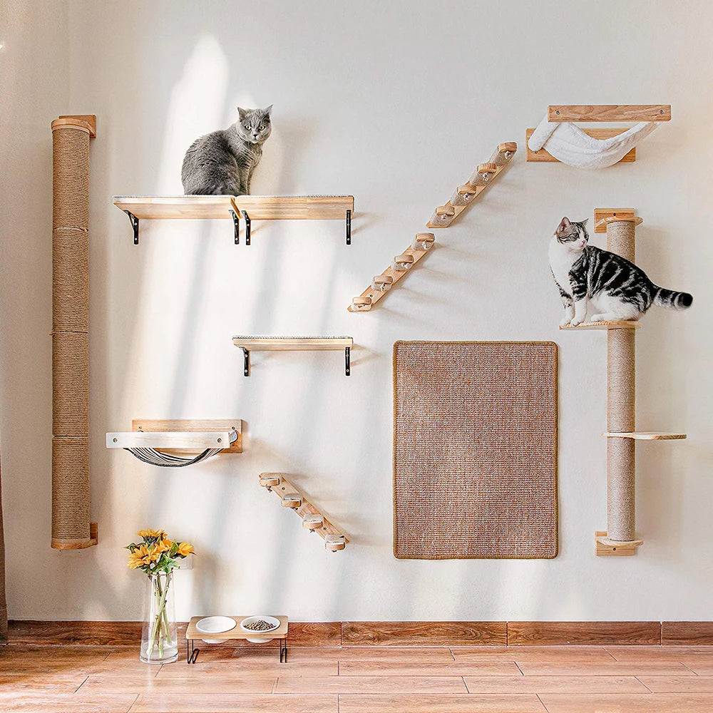 Cat Climbing Wall Mounted Stairway w/Sisal Rope Scratching Post (x15 various pcs).