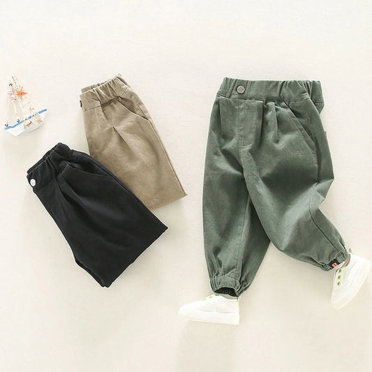 Boys/Girls Casual Cargo Pants, (Black, Green, Khaki)