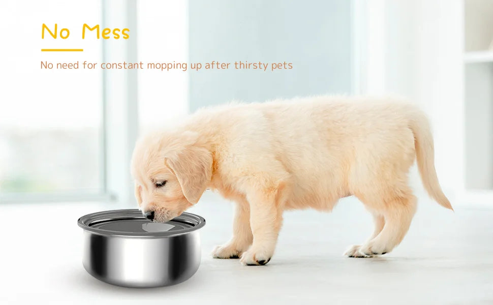 4L. Stainless Steel No Spill Travel Water Bowl for Dogs, Cats.