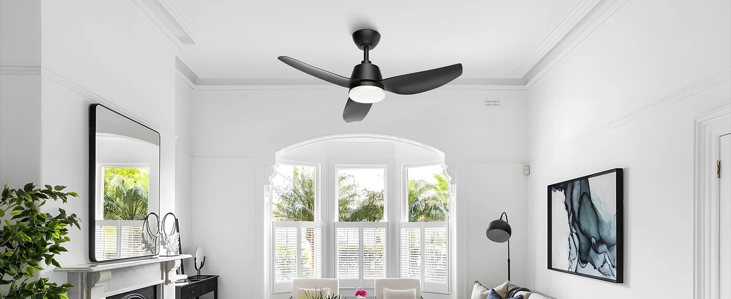 3 Blade 40" Low Profile Ceiling Fan w/ Light & Remote, 6-Speed