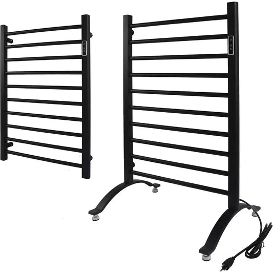 Electric Heated 10-Bar Towel Rack with Timer/Temp Control, (Mounted or Freestanding)