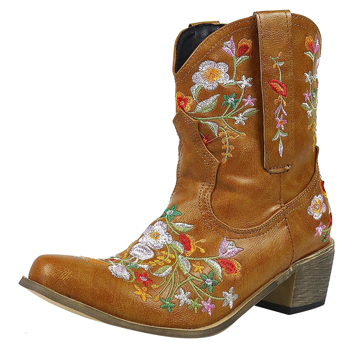 Women's Retro Cowgirl Ankle Boots - Floral Embroidered, (5 Colors)