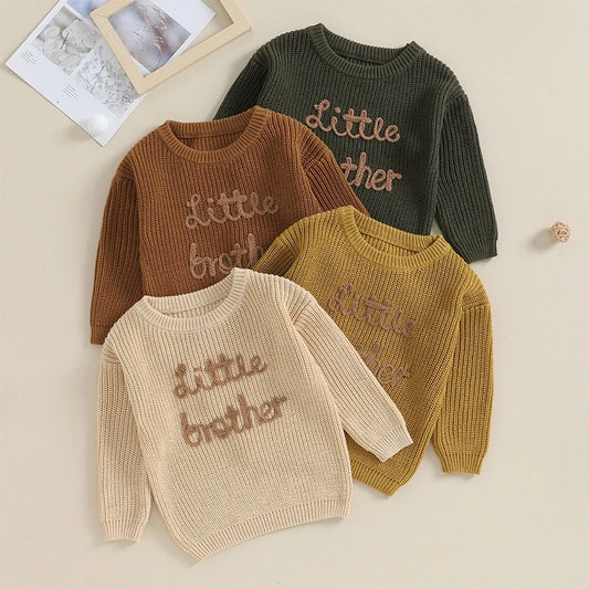 3M -18M Baby Boys Fall Sweater - Letter Embroidery  (X4 Colors)