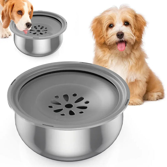 4L. Stainless Steel No Spill Travel Water Bowl for Dogs, Cats.