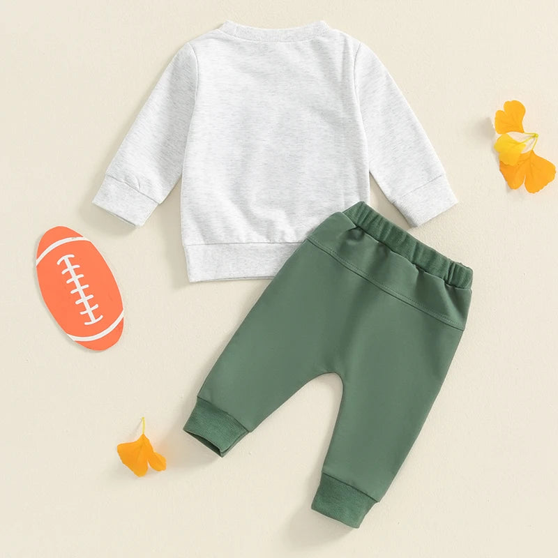 0-6M to 3T Baby/Toddler Boys Sweatshirt/Pants Set w/Letter Sports Embroidery