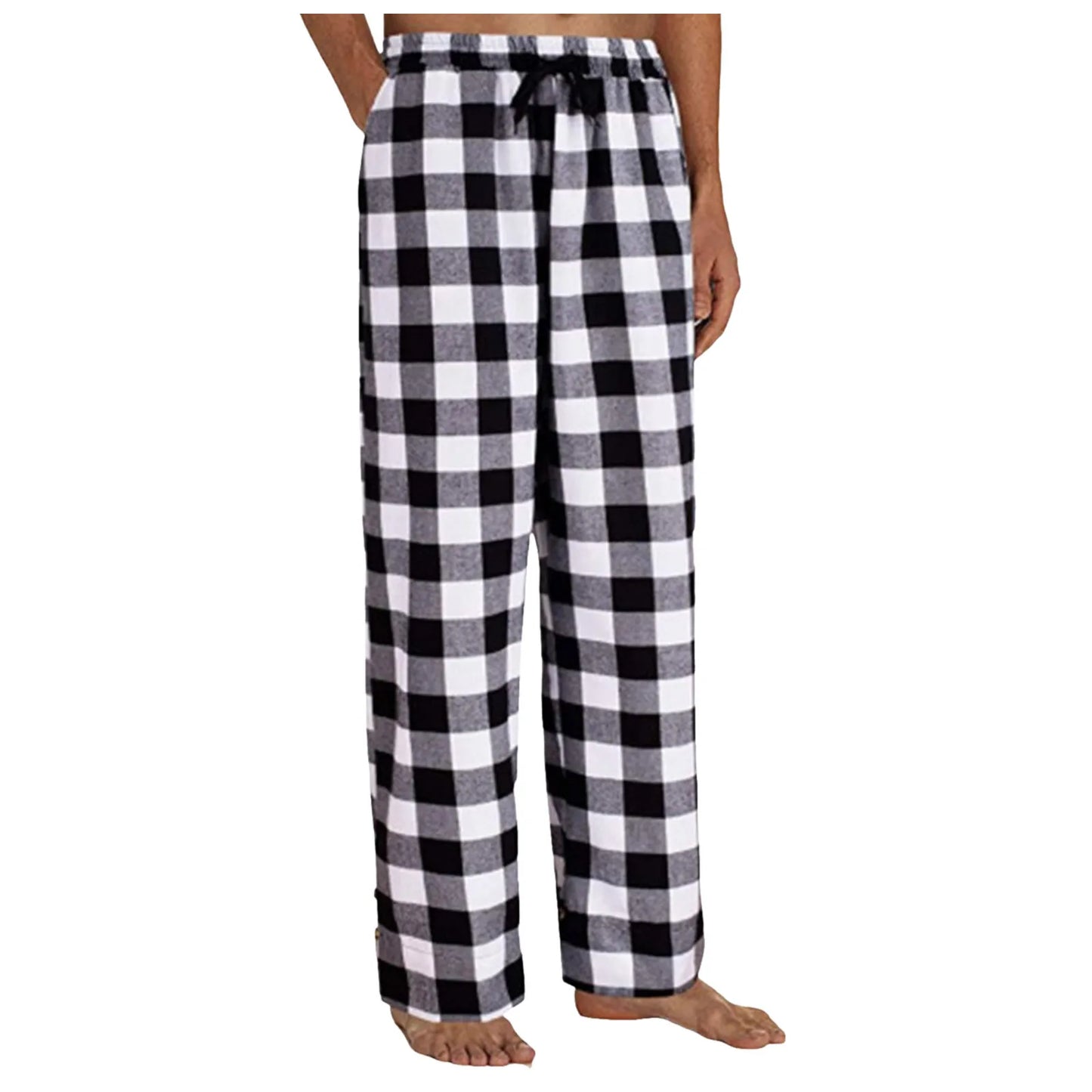 Mens Fashion Plaid Pajama Pants, Elastic Waist w/Pockets (x4 Colors)