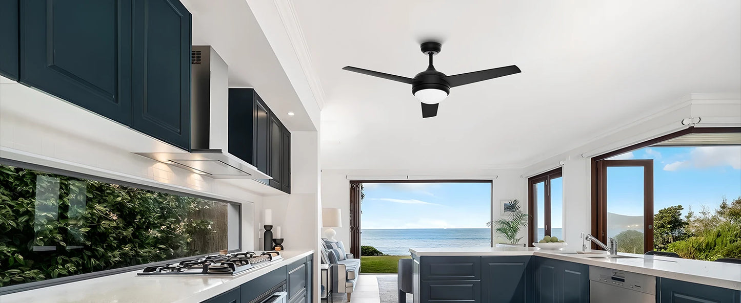 52" 3 Blade Low Profile Ceiling Fan with Light, Remote, 6-speed