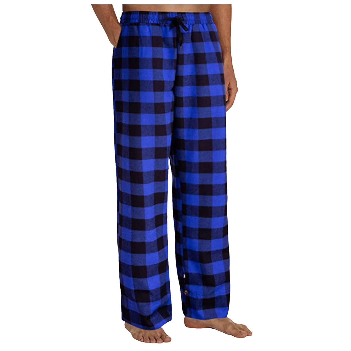 Mens Fashion Plaid Pajama Pants, Elastic Waist w/Pockets (x4 Colors)