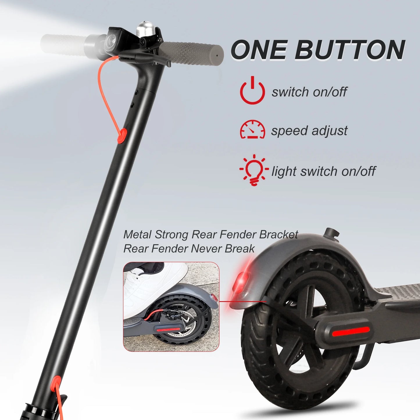 UNISEX Electric Scooter Long Range 15-18miles, Lightweight Foldable (Black Gray)