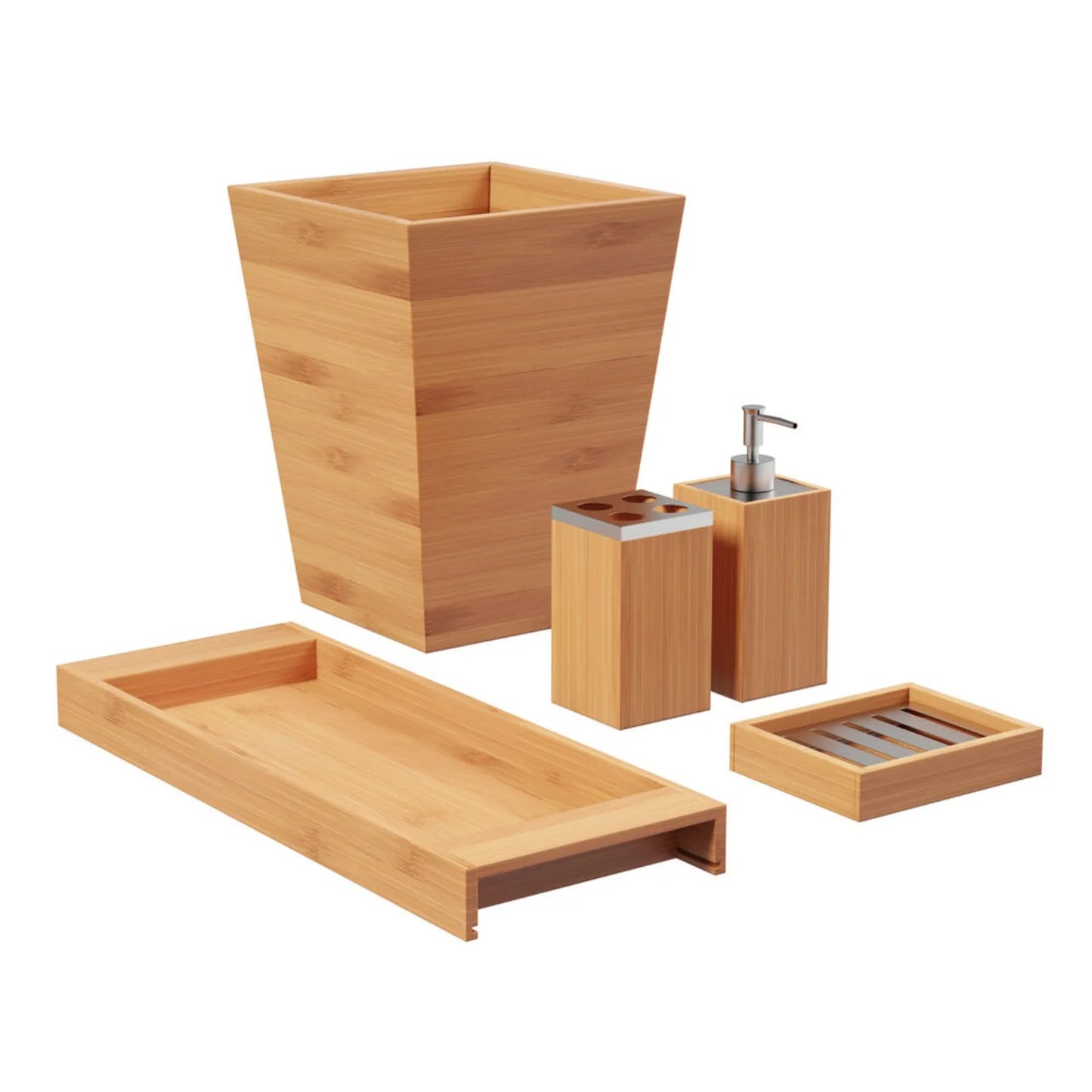 5Pc. Bath/Vanity Bamboo Accessory Set, Natural