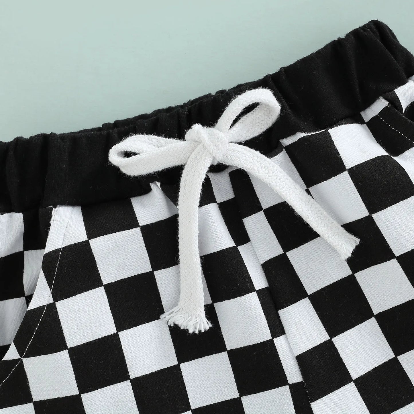 6M - 3T Toddler Boys Shorts with Checkerboard Elastic Waist Drawstring