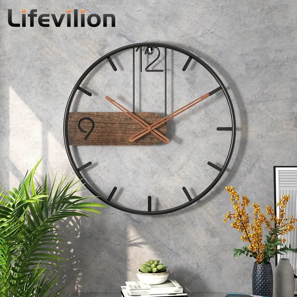 Iron + Walnut Large Wall Clock