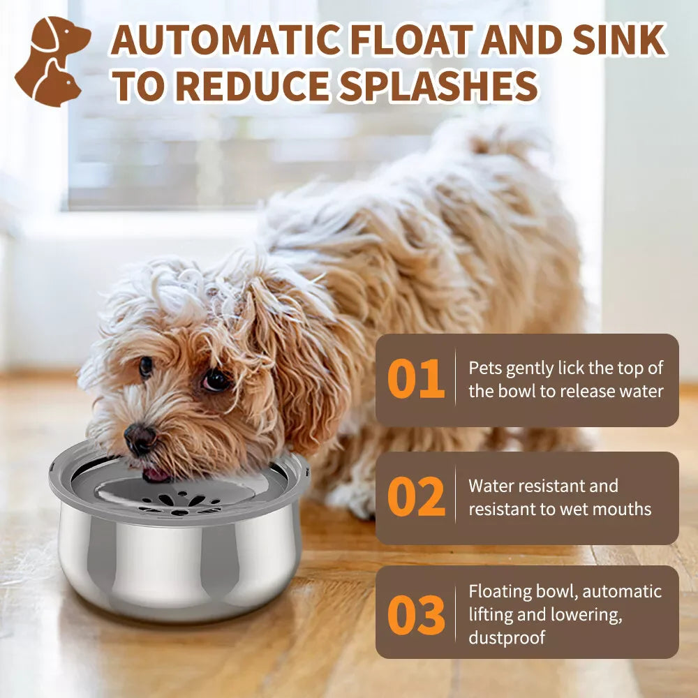 4L. Stainless Steel No Spill Travel Water Bowl for Dogs, Cats.