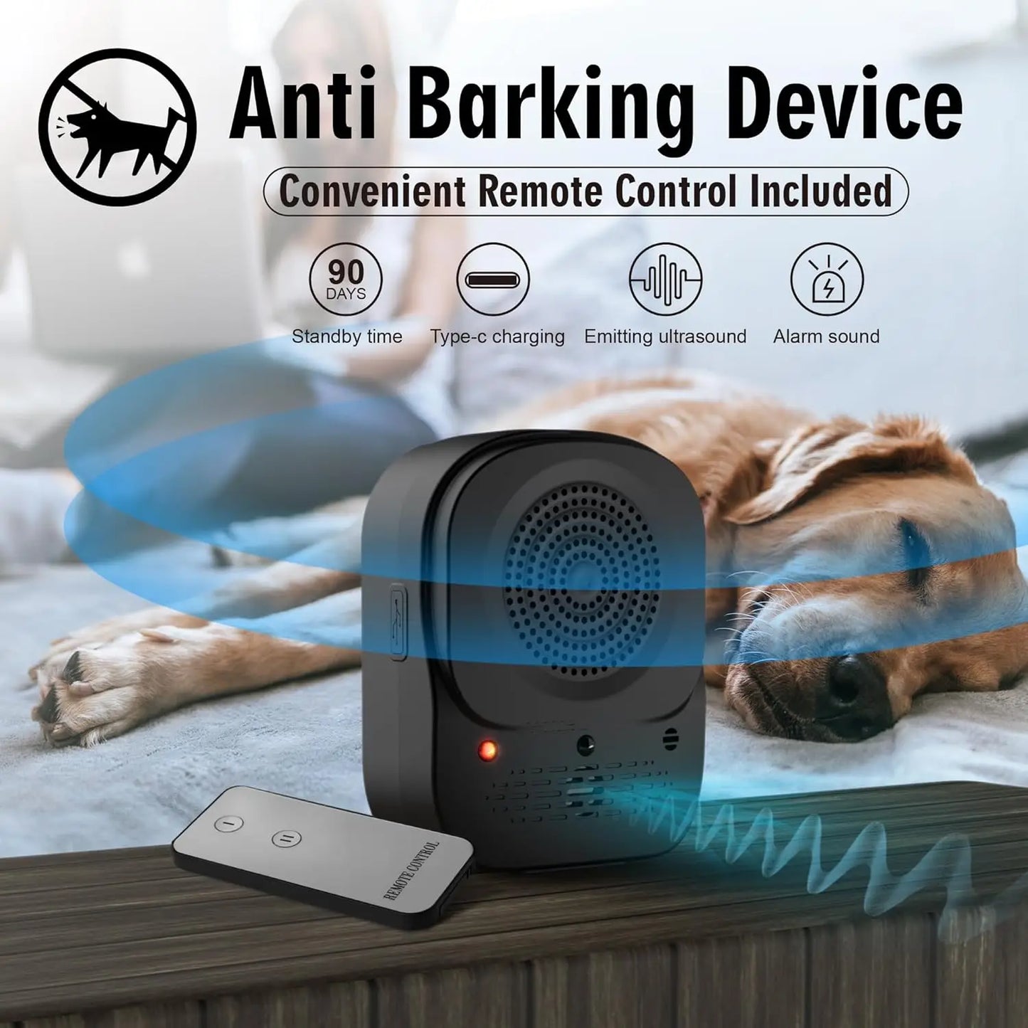 2024 Barking Control Device w/ 4 Adjustable Sensitivity Bark Deterrents