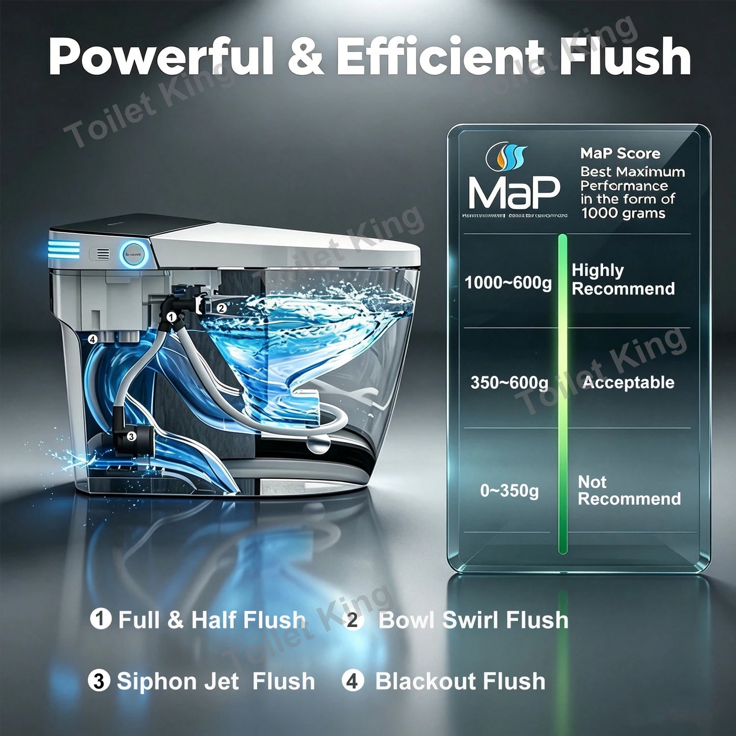 Smart Toilet w/Built-in Bidet, AUTO Open/Close, AUTO Dual Flush