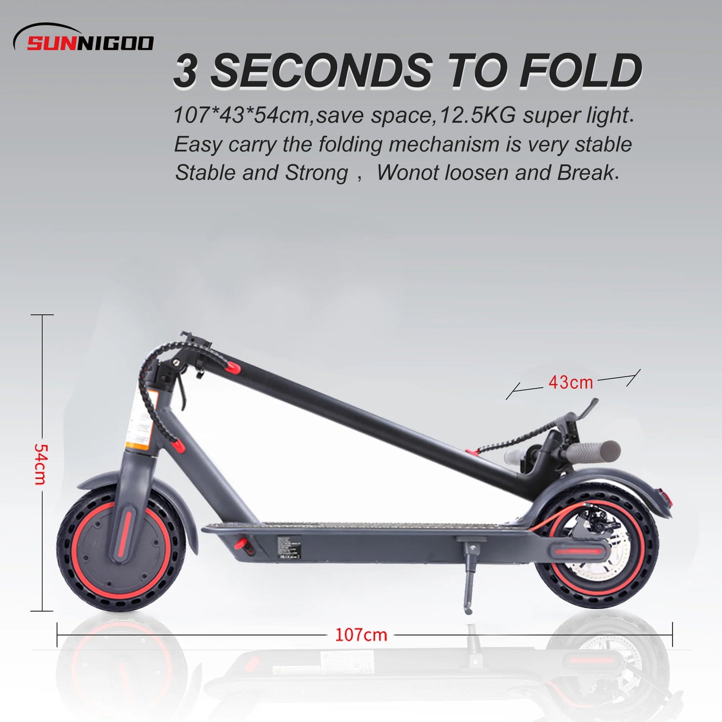 UNISEX Electric Scooter Long Range 15-18miles, Lightweight Foldable (Black Gray)