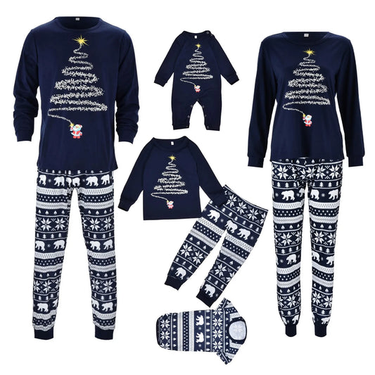 Christmas Family Matching Pajama Set Sleepwear (Red, Blue)