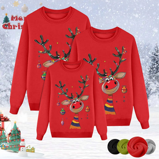 Family  Matching Christmas Reindeer Printed Sweatshirts (x4 Colors)