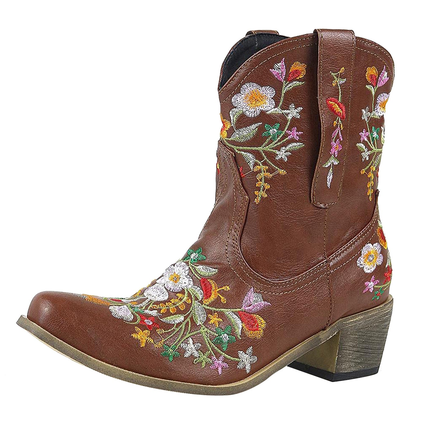 Women's Retro Cowgirl Ankle Boots - Floral Embroidered, (5 Colors)